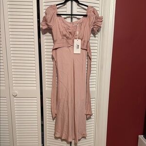 Pink Square Neck Dress